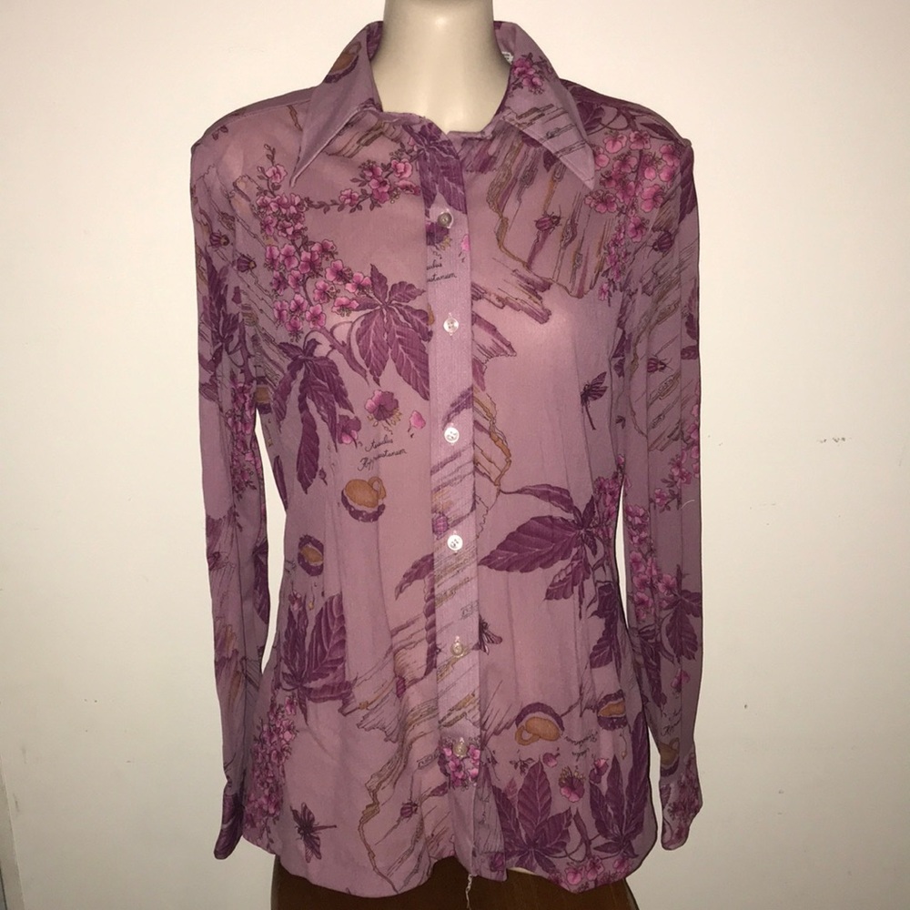 Vintage Lady Manhattan blouse Nylon Sz S or M